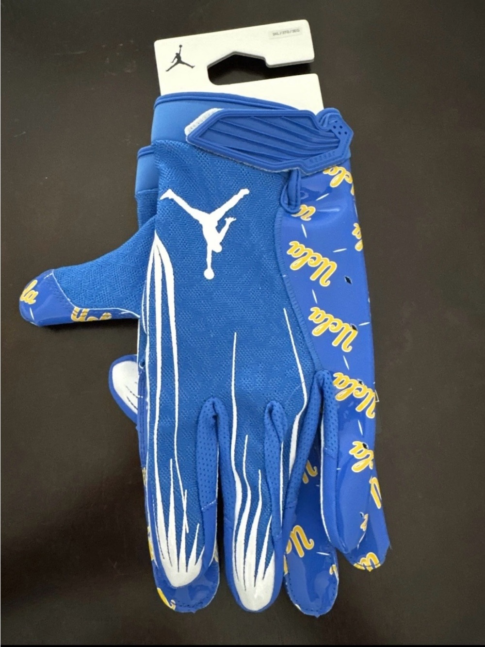 Nike Jordan UCLA Bruins Team Issued Fly Lock PE Football Gloves Blue Size 3XL